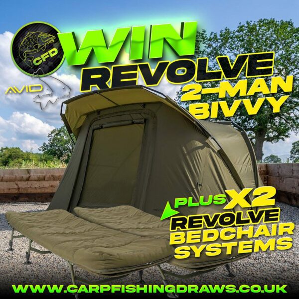 Avid Revolve 2-Man Bivvy + 2x Avid Revolve Bed Systems – Carp Fishing Draws